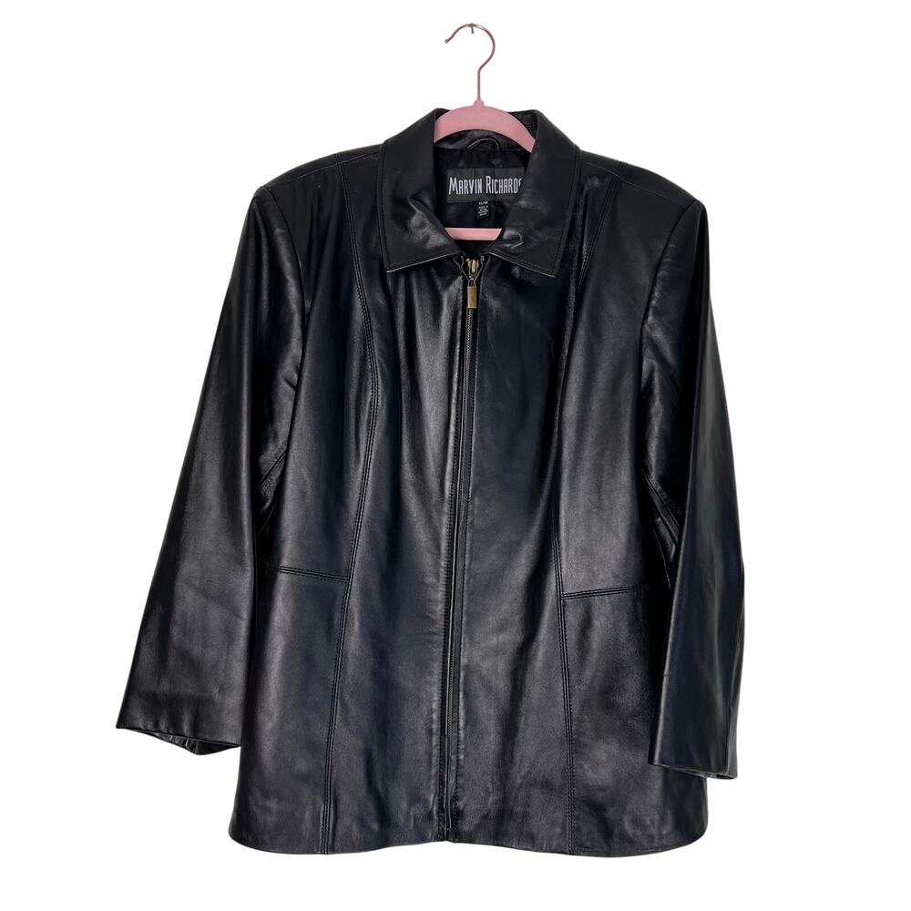 Marvin Richards Genuine Leather Jacket Black XL Classic Minimalist Moto Style